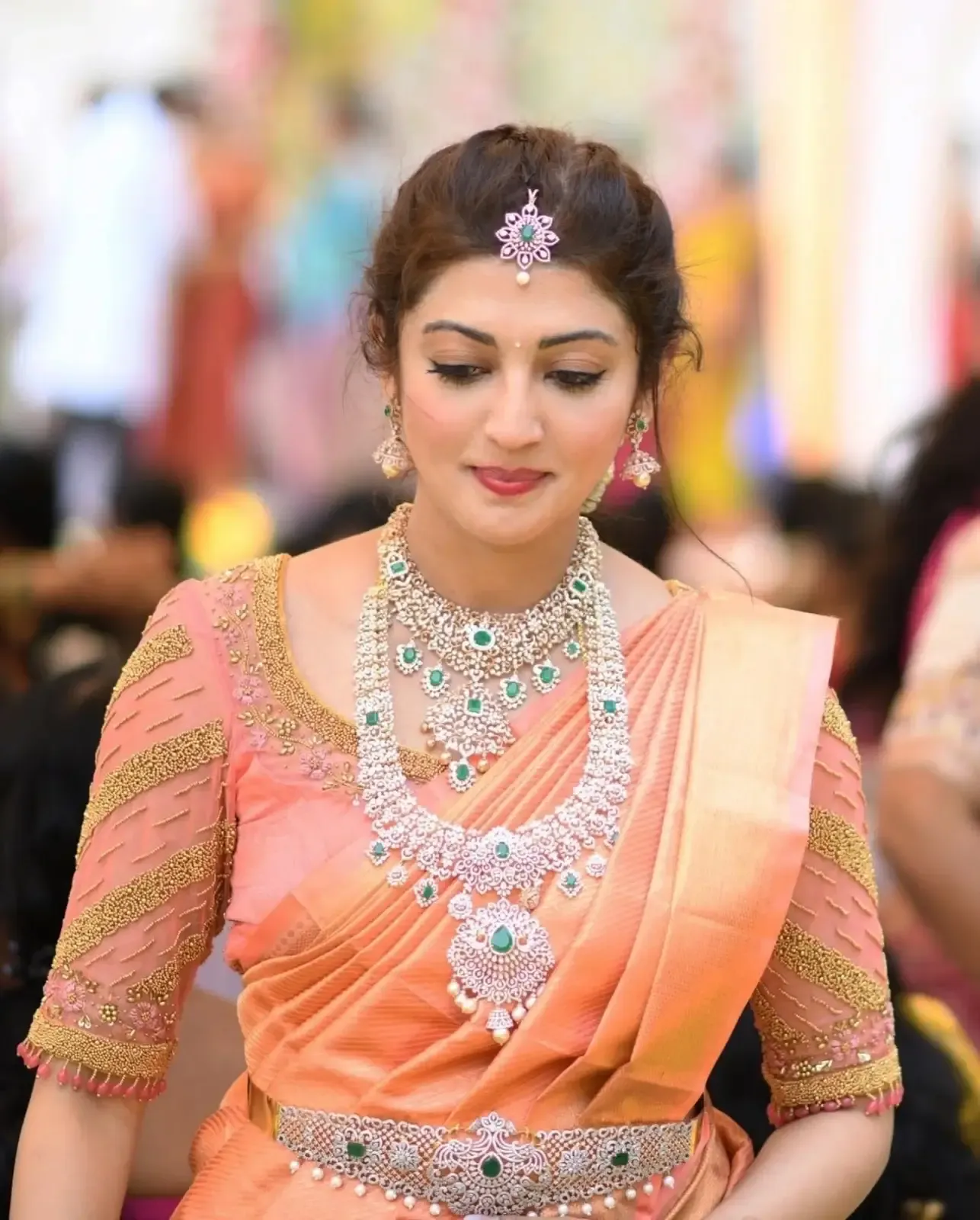 Bollywood Actress Pranitha Subhash Images in Orange Saree